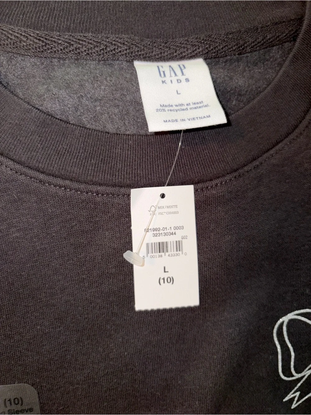 Girls GAP sweatshirt with silver bow design NWT size 10 Large